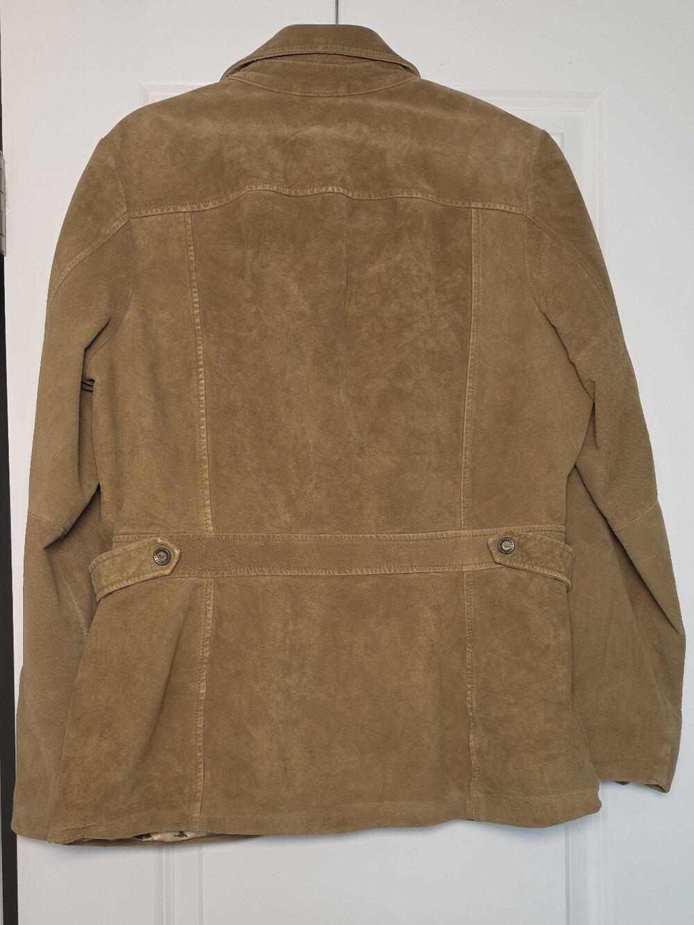 Eddie Bauer Seattle Suede Leather Jacket L Tan Brown Safari Field Coat - Picture 4 of 13
